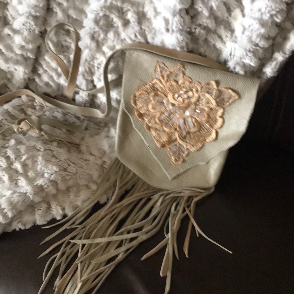 Leather fringed vintage crossbody